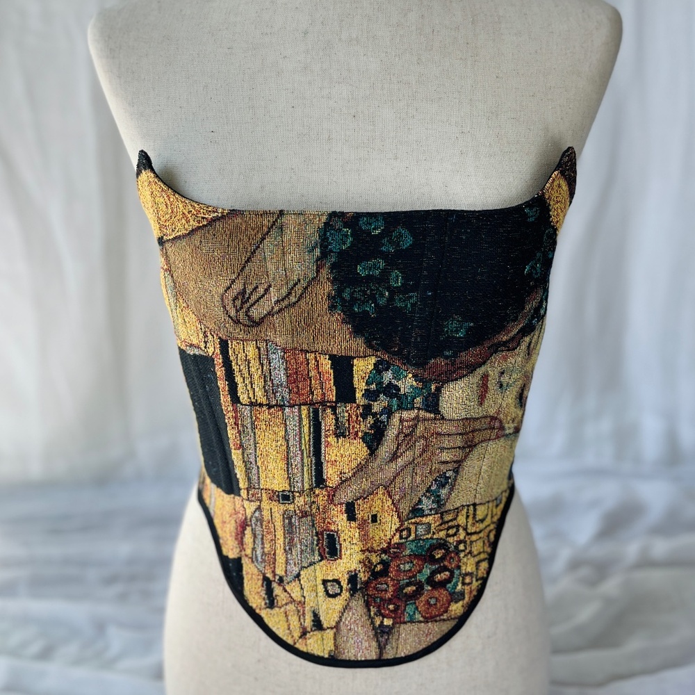 The Kiss Corset - Handmade Corset Top for Women - Art Painting Corset